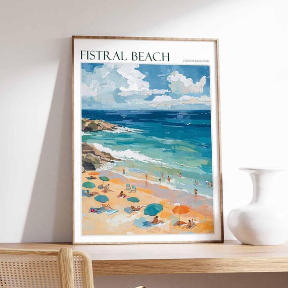 Fistral Beach Poster Spain Travel Poster Beach Poster Surf Poster Coastal Wall Art Mediterranean Decor Spanish Home Decor Fistral Art