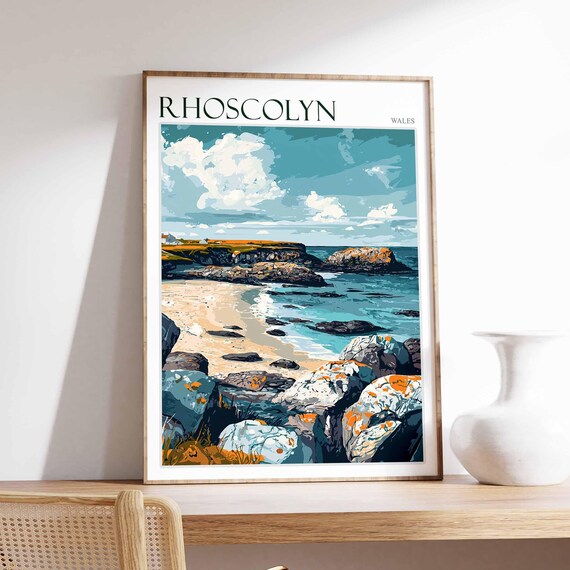 Rhoscolyn Wales Dramatic Rocky Shore Vintage Style Art Poster