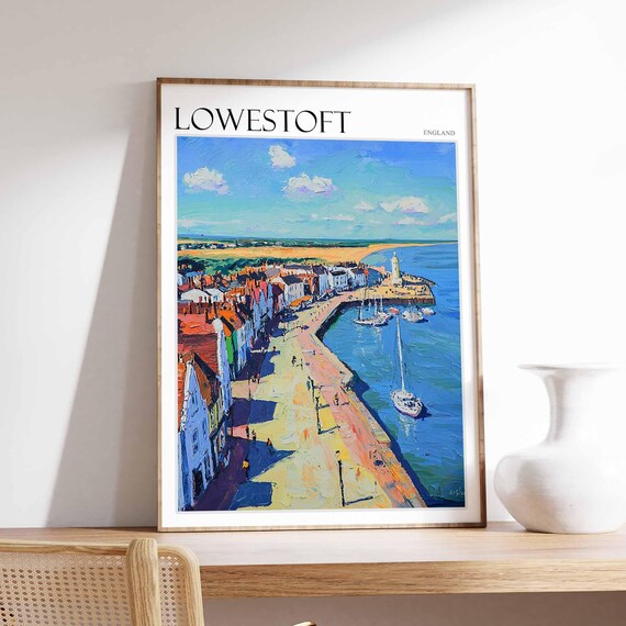 Lowestoft England Harbor Lighthouse Sailboats Busy Quay Poster