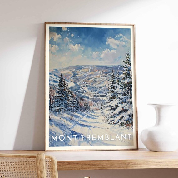 Mont Tremblant Canada Snowy Forest Slope Panoramic View Poster
