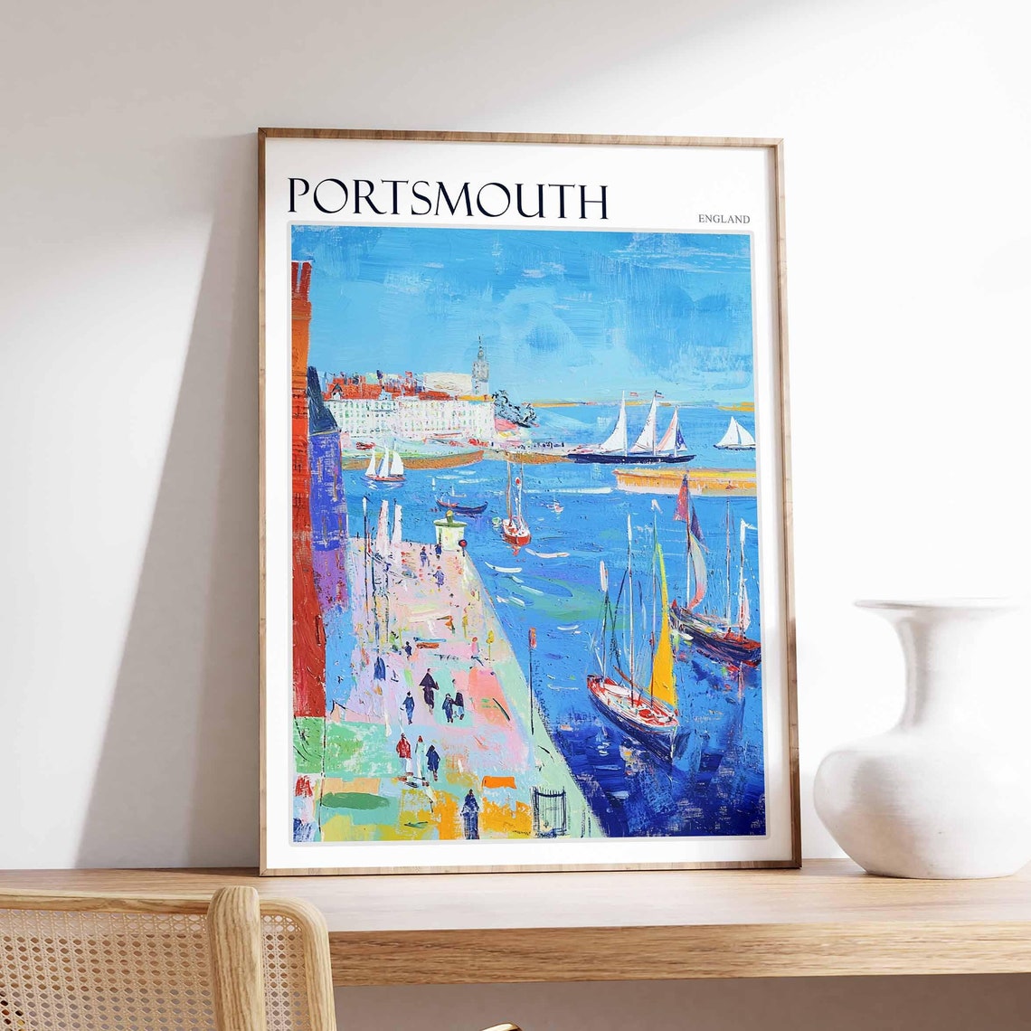 Portsmouth Poster Uk Travel Poster Coastal Wall Art British Decor Uk Home Decor Portsmouth Wall Art Portsmouth Travel Print Uk Print