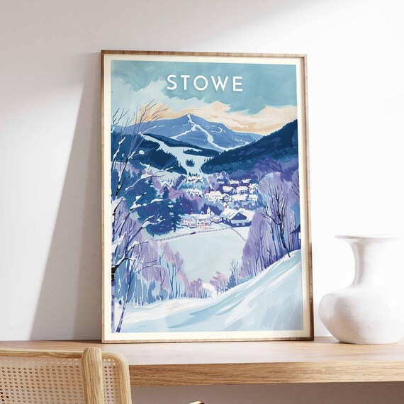 Stowe Purple Dusk Falling Gently Over Mountain Ski Trails Poster