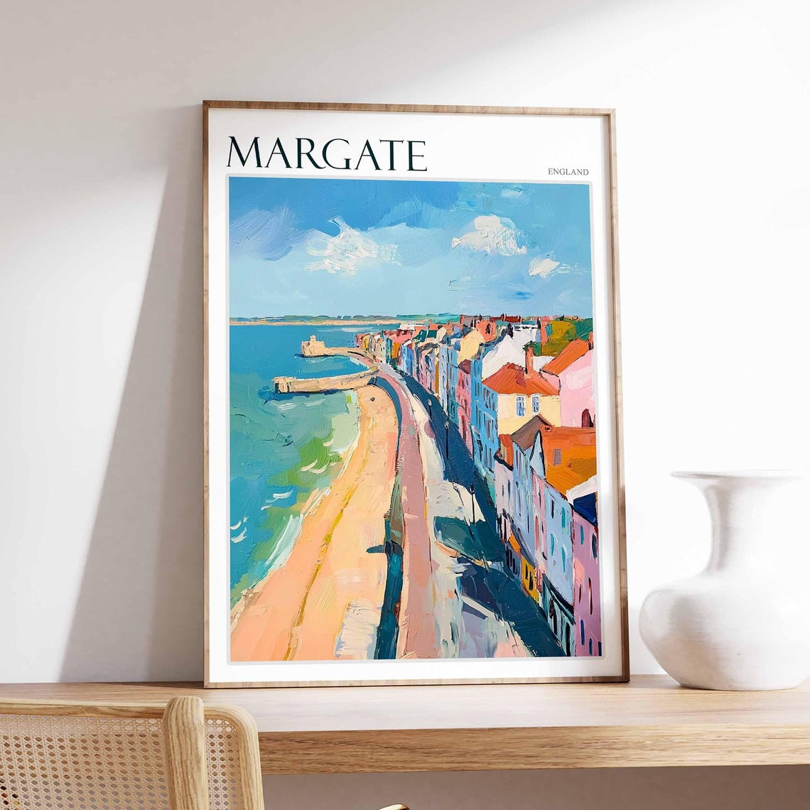 Margate England Aerial Bay View Pier Promenade Painting Poster