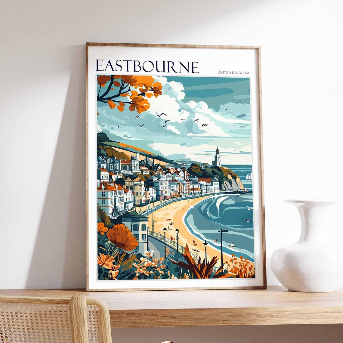 Eastbourne United Kingdom Seaside Beach Promenade Travel Poster