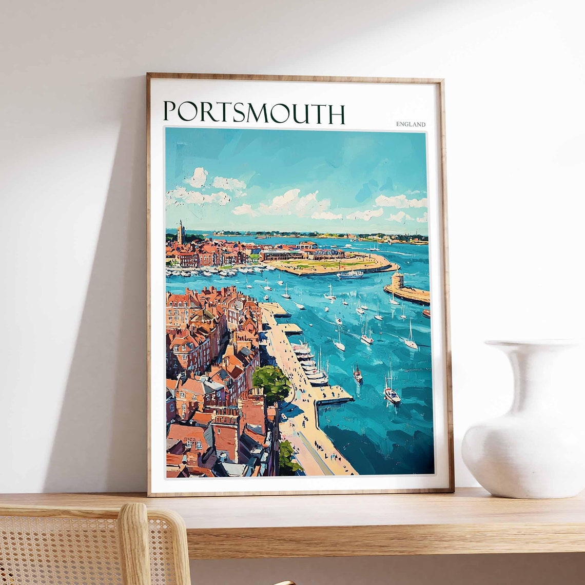 Portsmouth Poster Uk Travel Poster Coastal Wall Art British Decor Uk Home Decor Portsmouth Wall Art Portsmouth Travel Print Uk Print