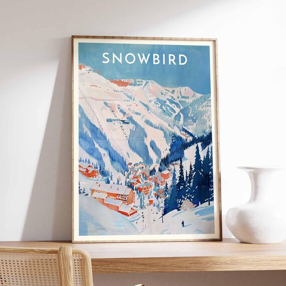 Snowbird Red Roofed Chalets Under the Snowy Peaks Utah Poster