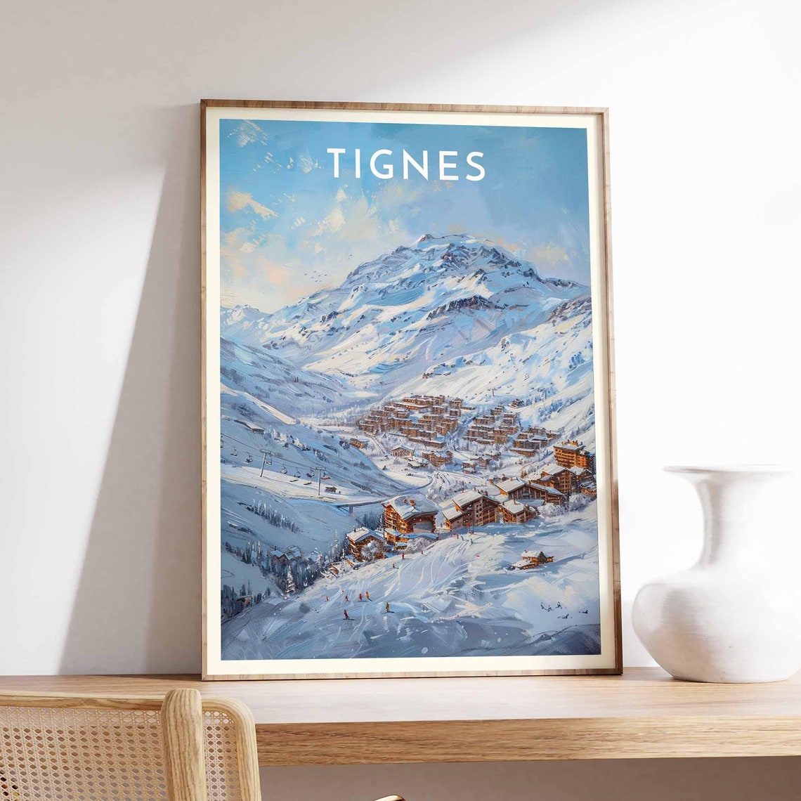 Tignes Blue Mountain Panorama Over the Village Rooftops Poster