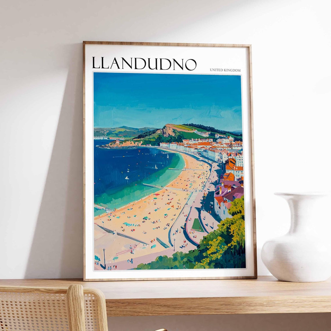 Llandudno Poster Wales Poster Uk Travel Print Coastal Wall Art British Decor Wales Travel Print Beach House Decor Llandudno Wales Art