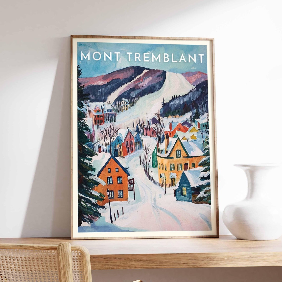 Mont Tremblant Canada Colorful Village Ski Slopes Mountain Poster