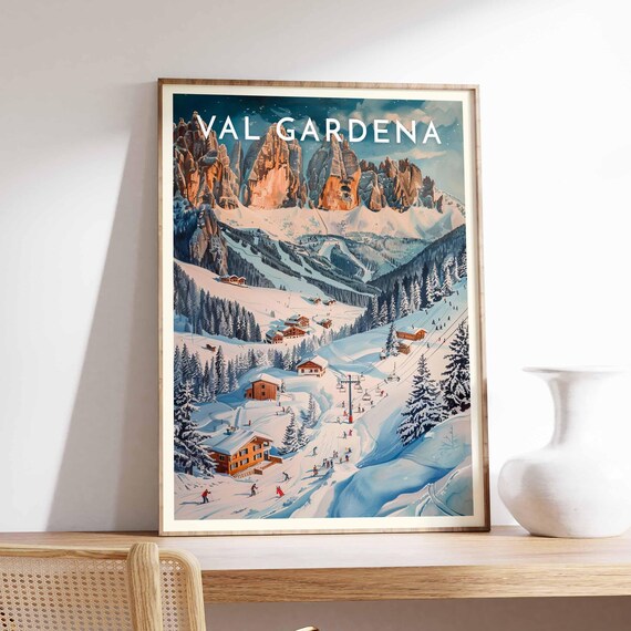 Val Gardena Italy Panoramic Dolomites Ski Slopes Chairlift Poster