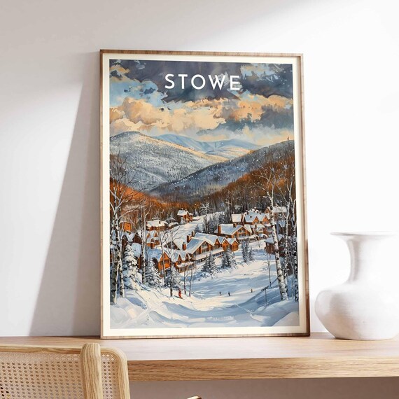 Stowe Golden Clouds Drifting Over Chalet Rooftops and Slopes Poster