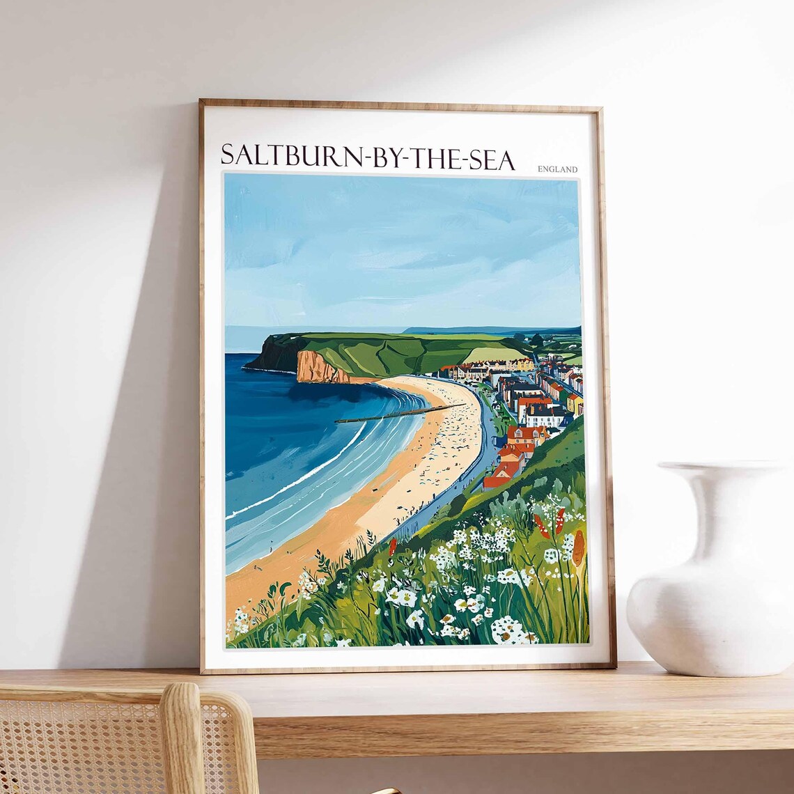 Saltburn By The Sea Poster Uk Travel Poster Coastal Wall Art British Art Uk Home Decor Vintage Seaside Poster Saltburn By The Sea Art