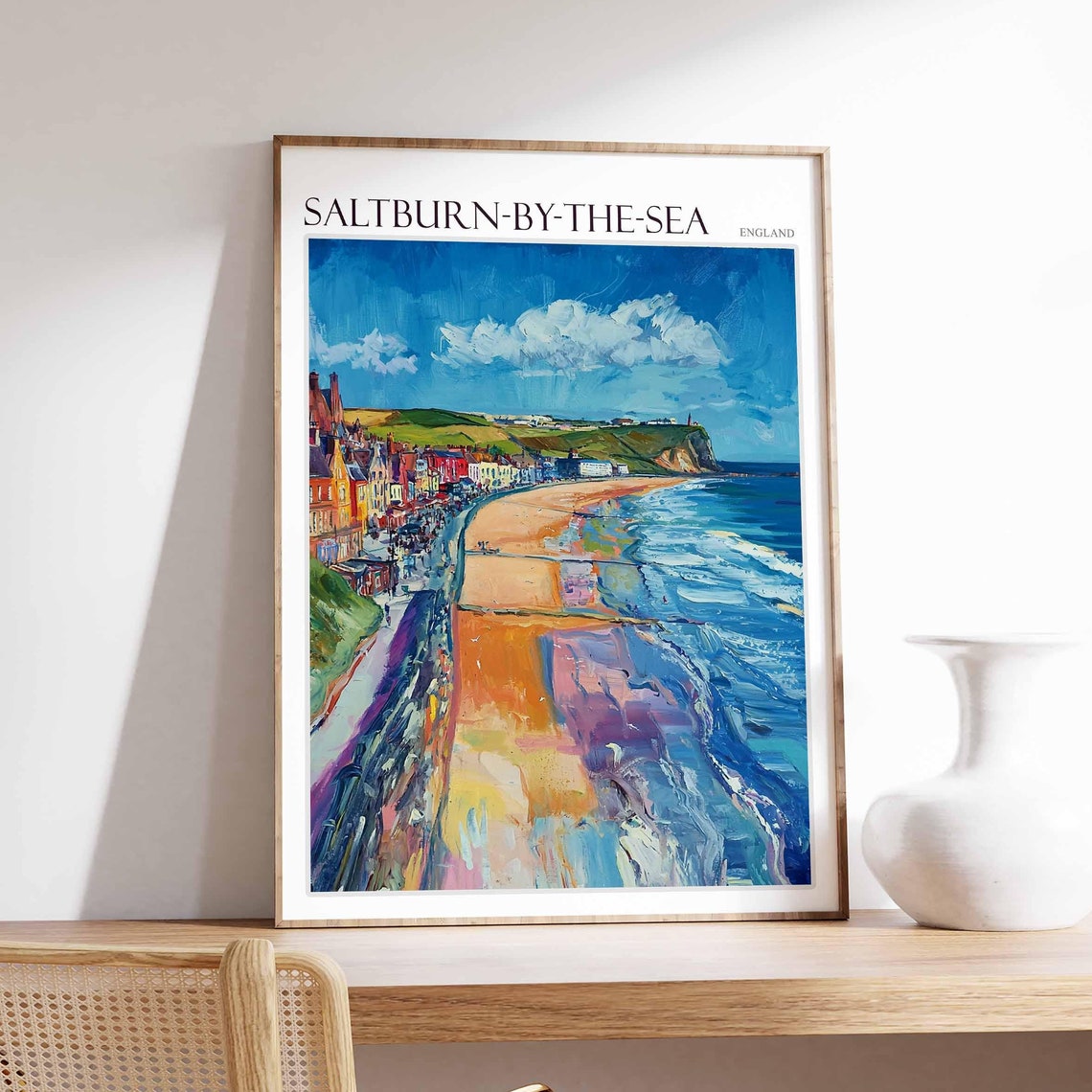 Saltburn By The Sea Poster Uk Travel Poster Coastal Wall Art British Art Uk Home Decor Vintage Seaside Poster Saltburn By The Sea Art