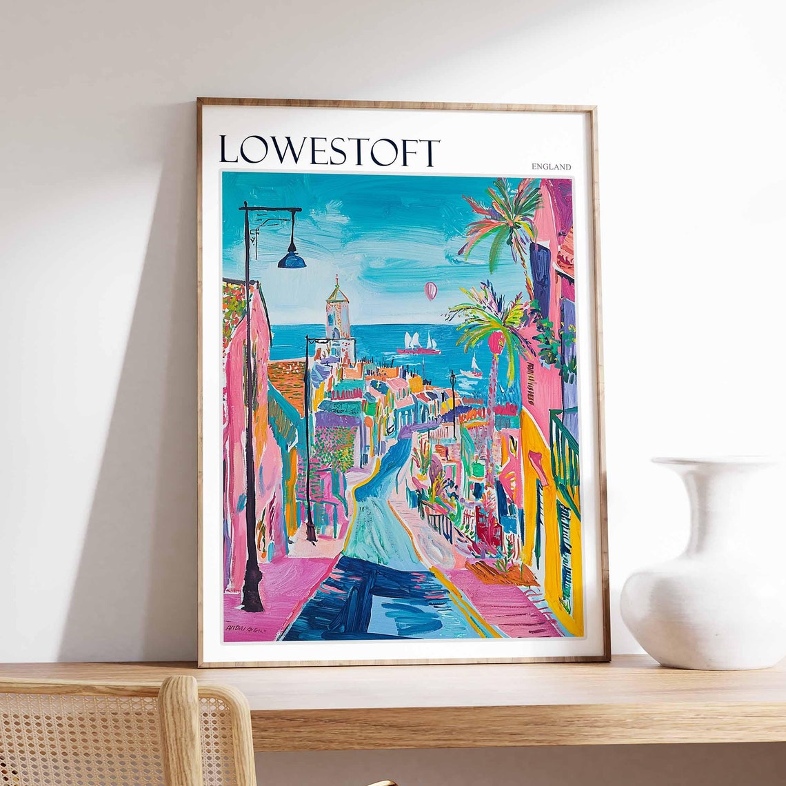 Lowestoft England Vibrant Tropical Street Sea View Bright Poster