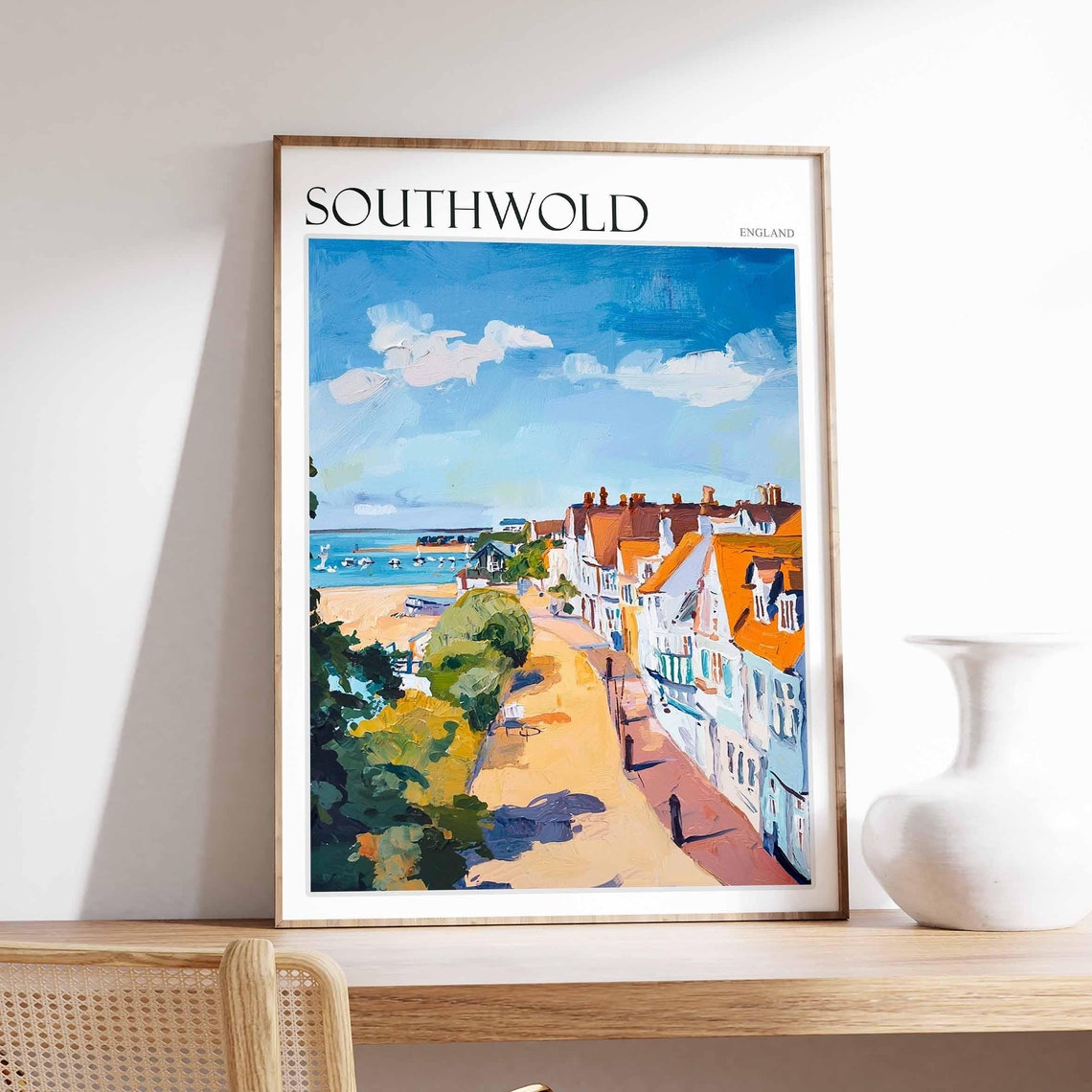 Southwold Sunny Street To Beach Harbour Boats Poster England