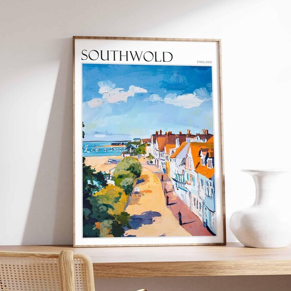Southwold Sunny Street To Beach Harbour Boats Poster England