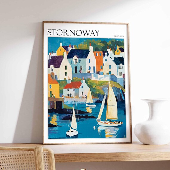 Stornoway Poster Scotland Travel Poster Island Poster Scottish Decor Stornoway Travel Print Stornoway Wall Decor Scottish Gift Poster