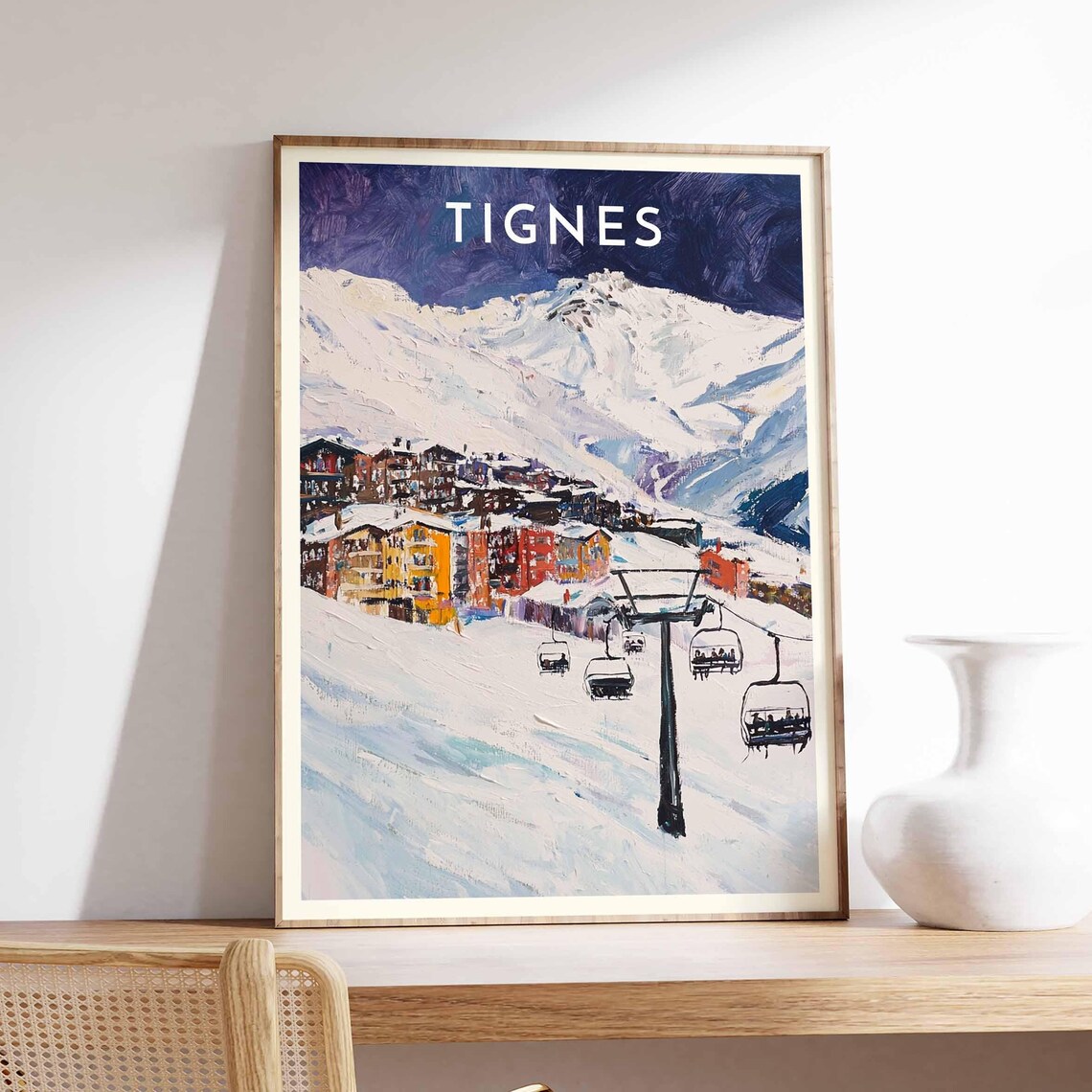 Skiing Travel Poster Tignes Ski Print France Travel Print Skiing Art Skiing Print Winter Sport Art Ski Gift