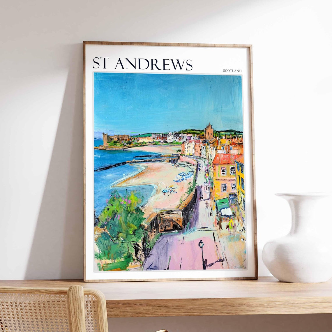 St Andrews Scotland Historic Harbor Castle Ruins Beach Poster