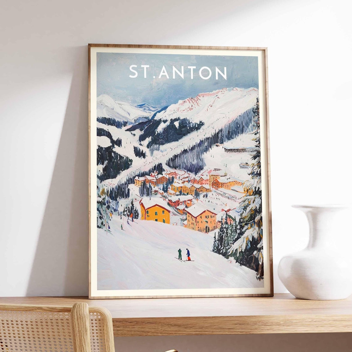 St Anton Austrian Village Valley Beneath the Pink Hued Peak Poster