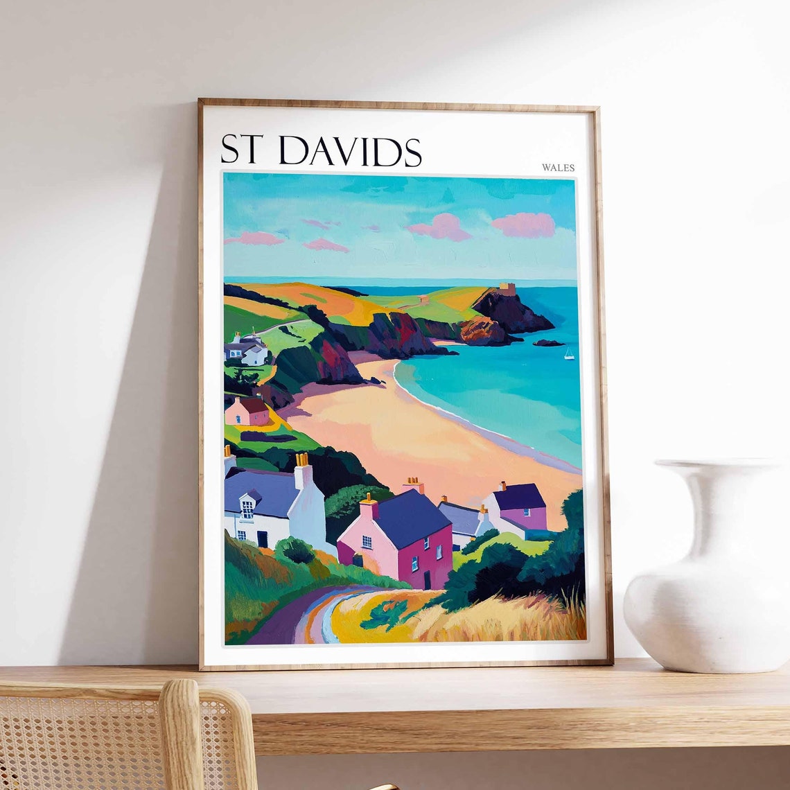 St Davids Poster Wales Poster Uk Travel Poster Coastal Wall Art Uk Home Decor St Davids Travel Print Wales Travel Print Wales Artwork