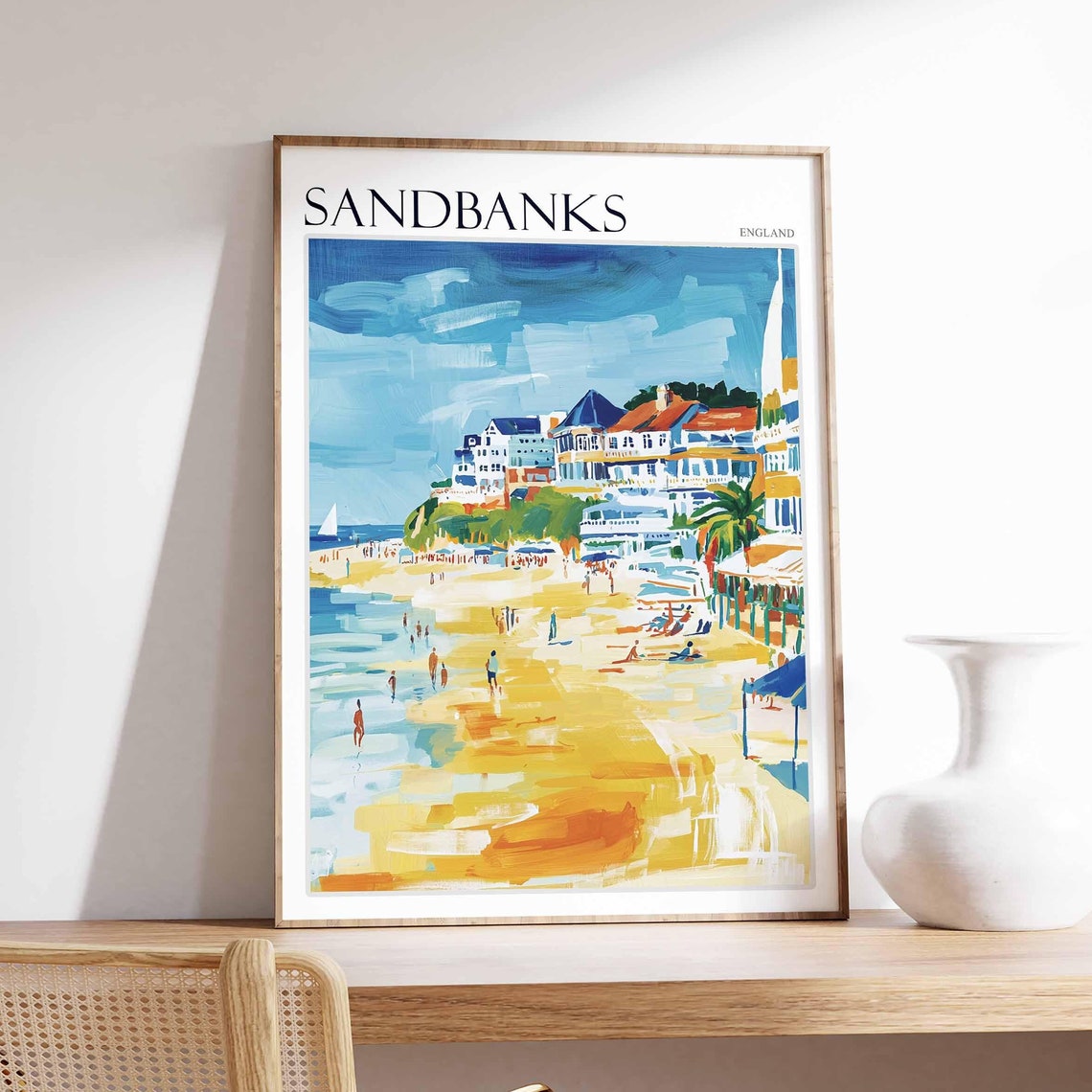 Sandbanks Poster Uk Travel Poster Coastal Wall Art Beach Poster Uk Home Decor Dorset Poster Sandbanks Travel Print Sandbanks Wall Art