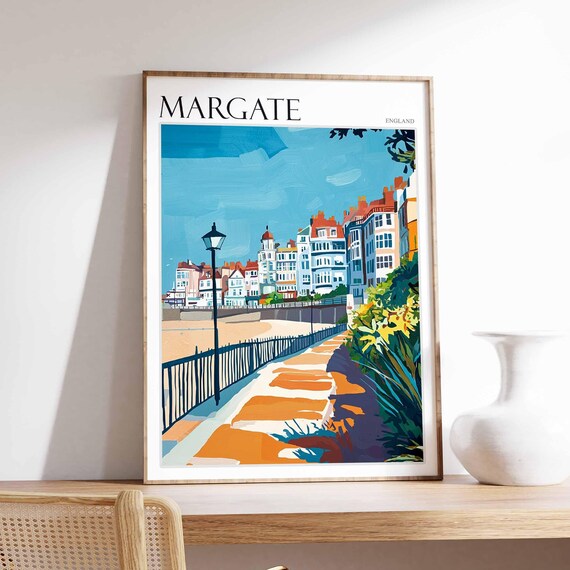 Margate England Seaside Promenade Grand Hotel Lamppost Art Poster