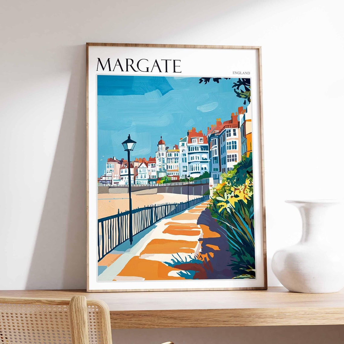 Margate England Seaside Promenade Grand Hotel Lamppost Art Poster