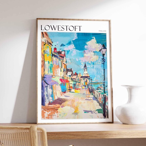 Lowestoft England Impressionist Colorful Seafront Street Tower Poster