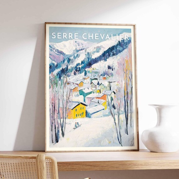 Serre Chevalier France Pastel Village Colorful Houses Snowy Valley Poster