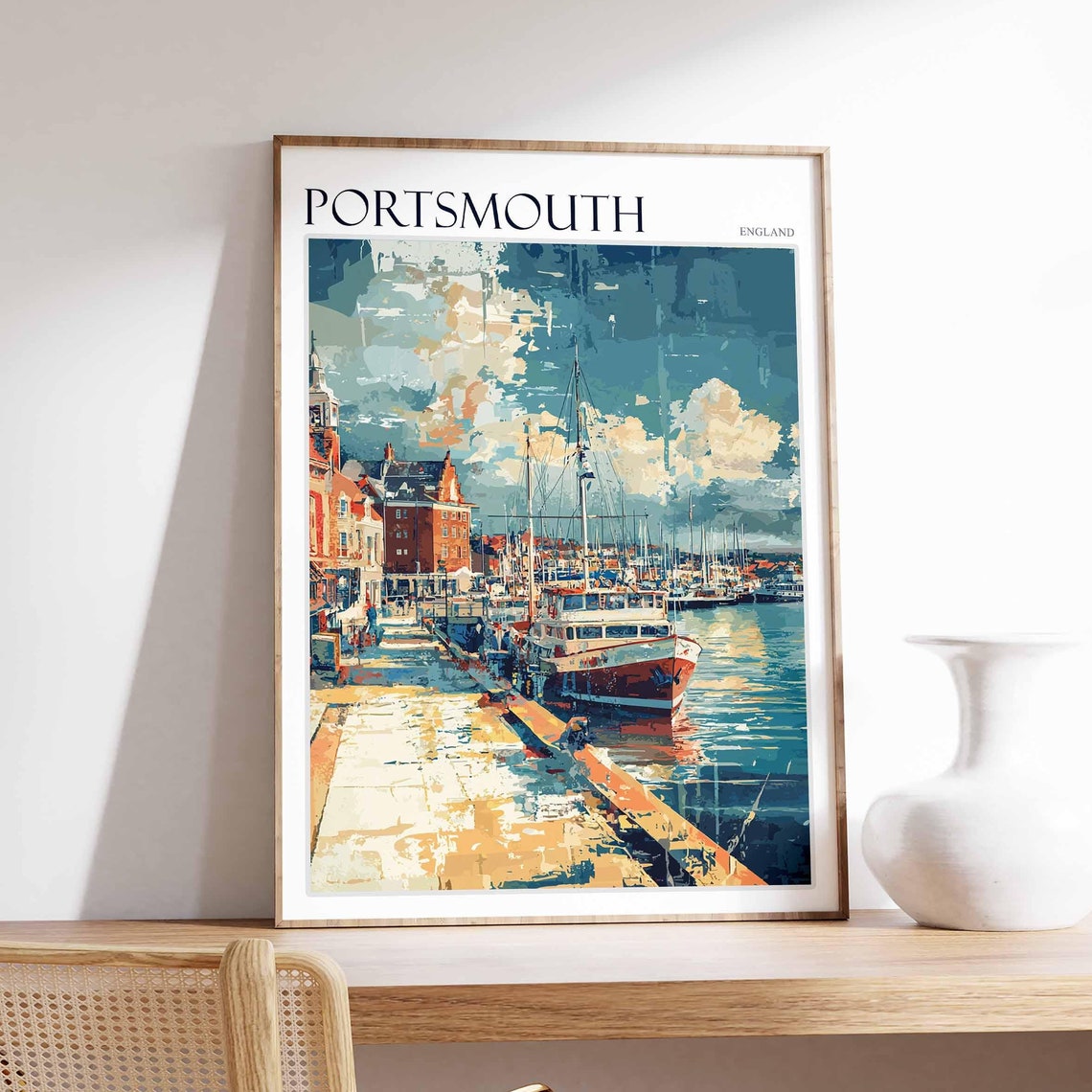 Portsmouth Poster Uk Travel Poster Coastal Wall Art British Decor Uk Home Decor Portsmouth Wall Art Portsmouth Travel Print Uk Print