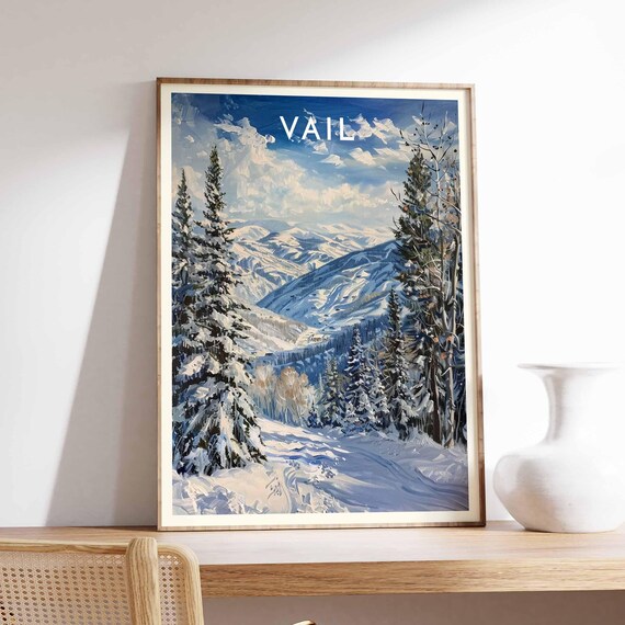 Vail Colorado Snowy Pines Mountain Vista Dramatic Clouds Poster