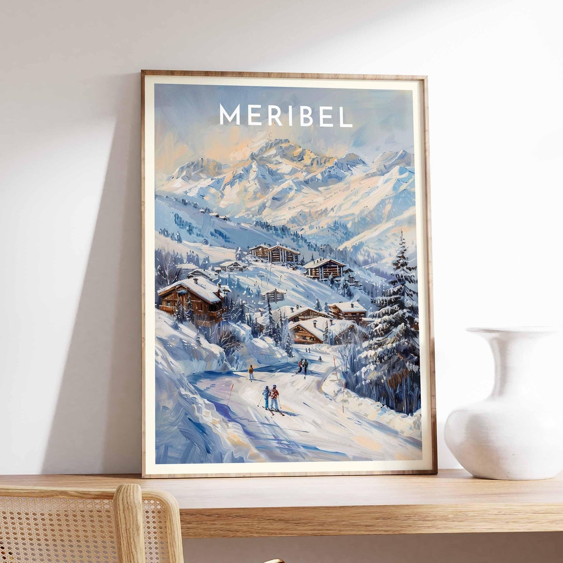 Skiing Travel Poster Mribel Ski Print France Travel Print Skiing Art Skiing Print Winter Sport Art Ski Gift