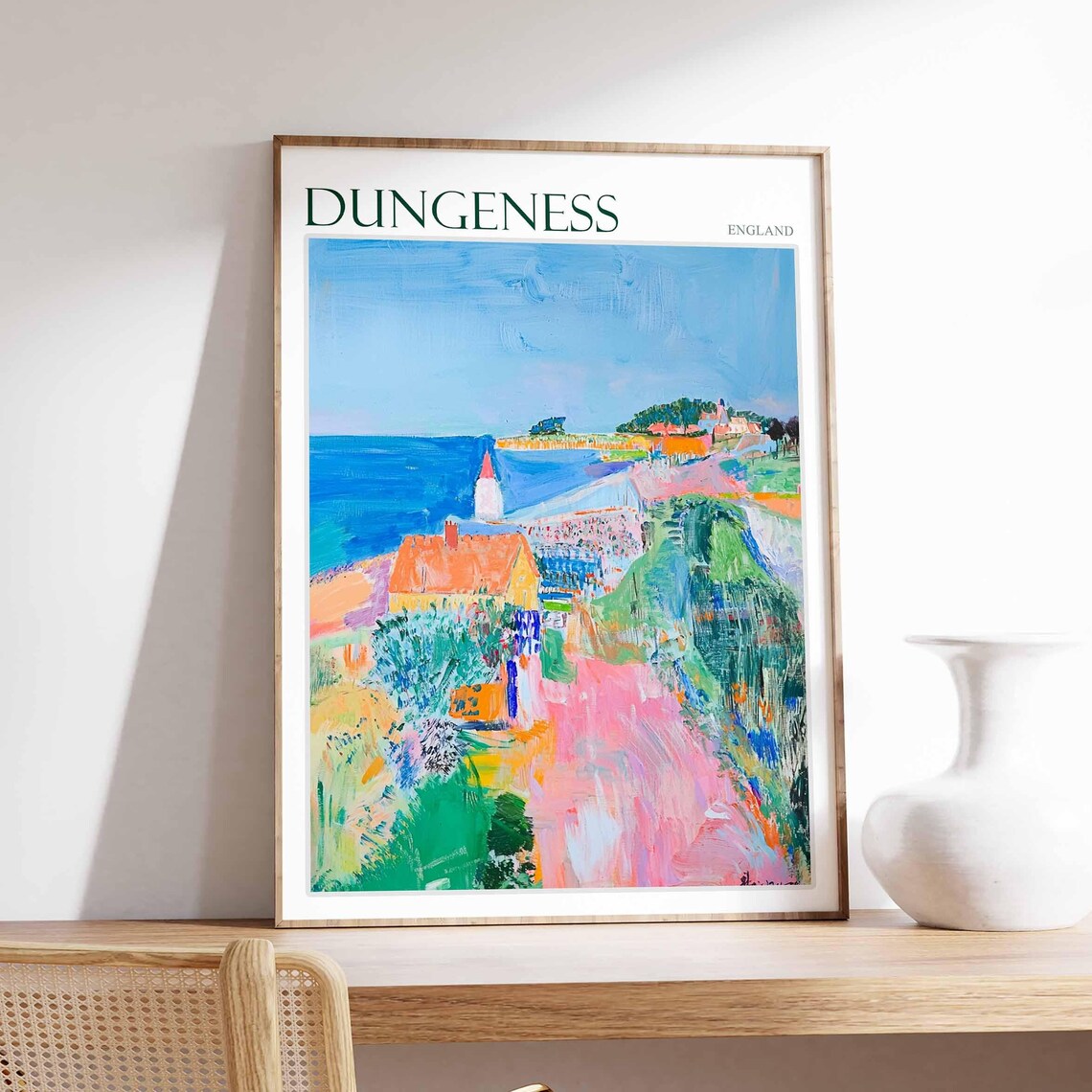 Dungeness England Abstract Expressionist Seaside Village Artwork Poster