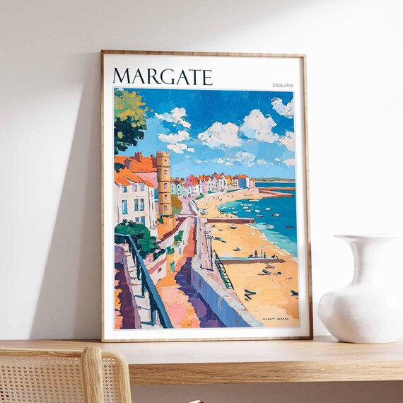 Margate England Harbor Fauvist Style Pier Boats Painting Poster
