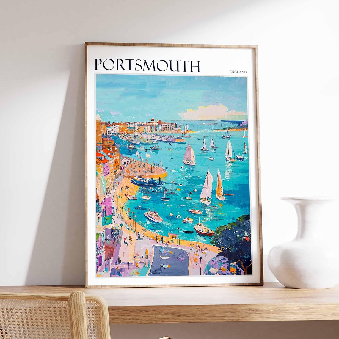 Portsmouth Poster Uk Travel Poster Coastal Wall Art British Decor Uk Home Decor Portsmouth Wall Art Portsmouth Travel Print Uk Print