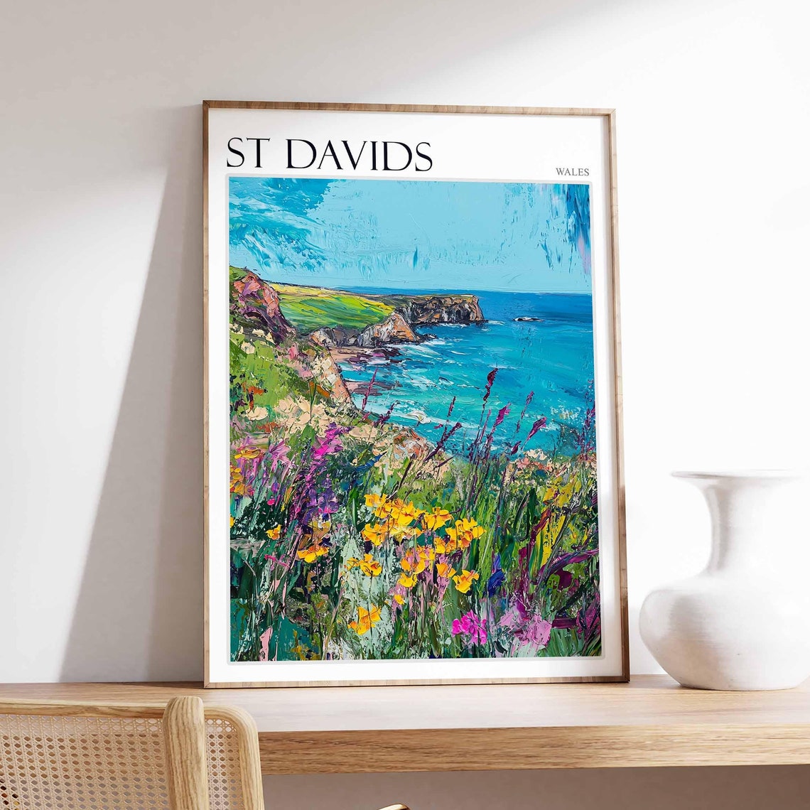 St Davids Poster Wales Poster Uk Travel Poster Coastal Wall Art Uk Home Decor St Davids Travel Print Wales Travel Print Wales Artwork