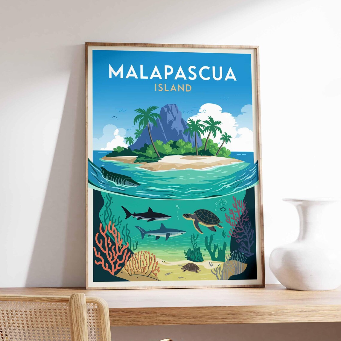 Malapascua Travel Poster, Retro Philippines Decor