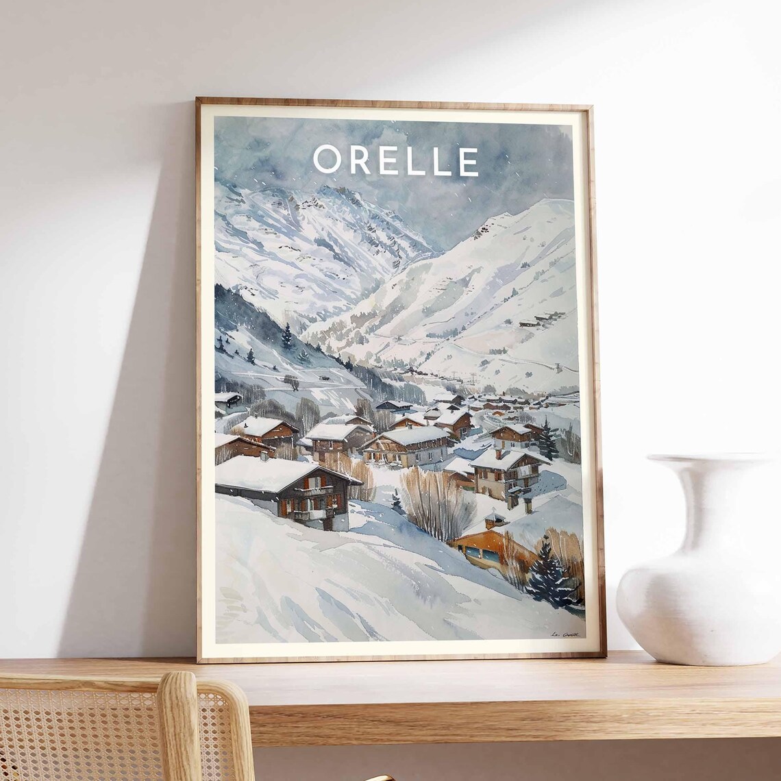 Skiing Travel Poster Orelle Ski Print France Travel Print Skiing Art Skiing Print Winter Sport Art Ski Gift