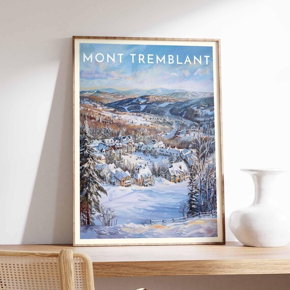 Mont Tremblant Canada Snowy Resort Village Aerial View Poster