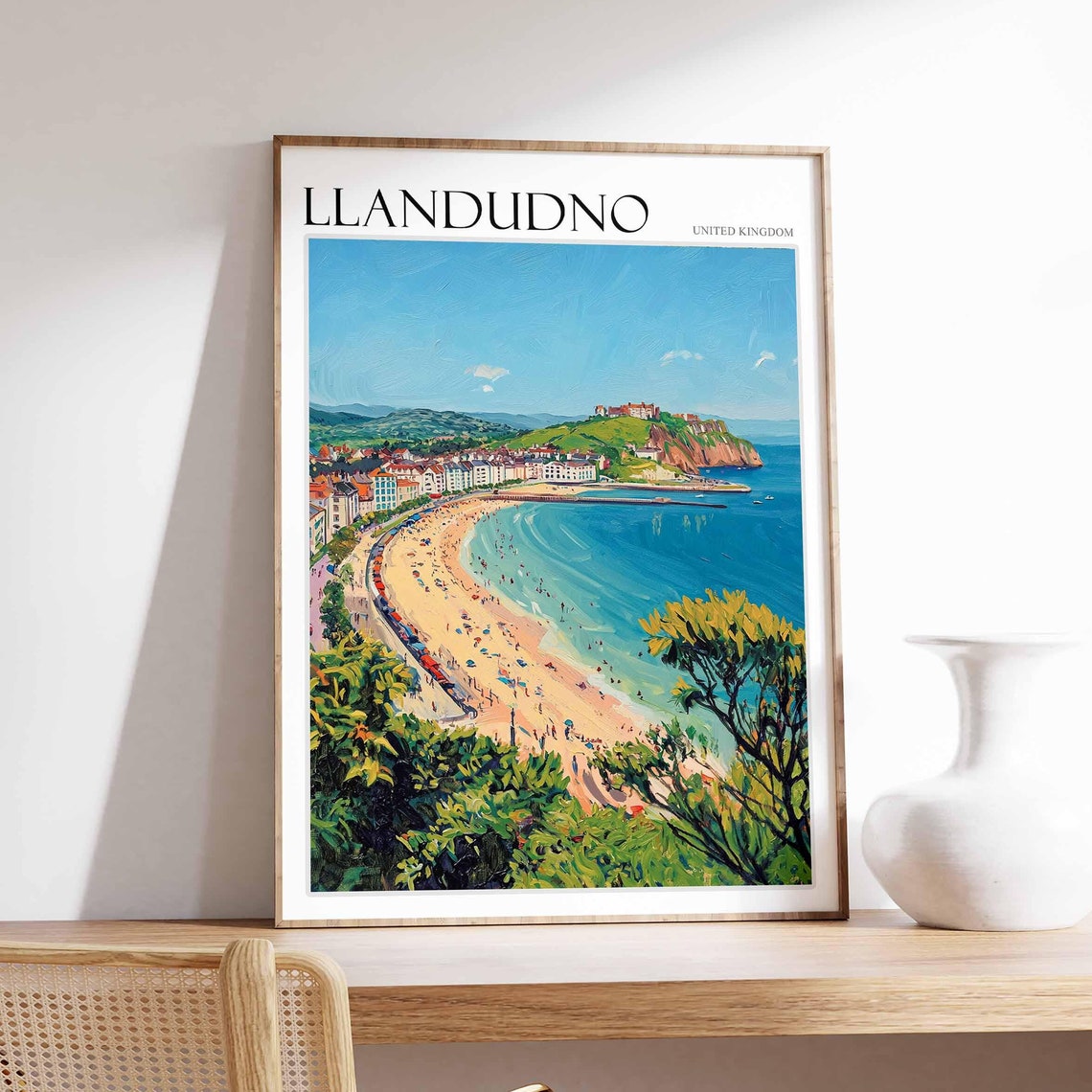 Llandudno United Kingdom Crescent Beach Pier Headland Poster