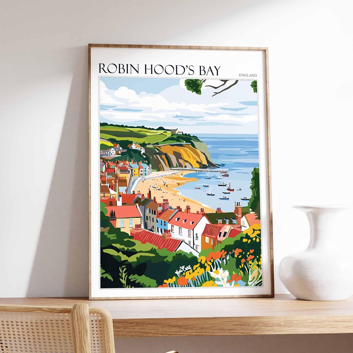 Robin Hoods Bay Travel Poster, Yorkshire Coast