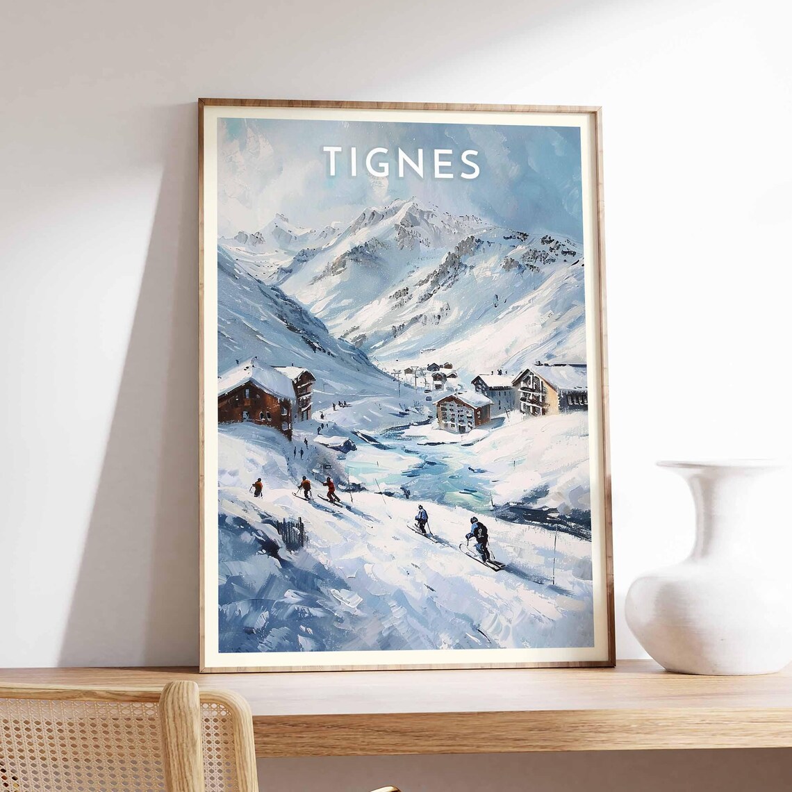 Skiing Travel Poster Tignes Ski Print France Travel Print Skiing Art Skiing Print Winter Sport Art Ski Gift