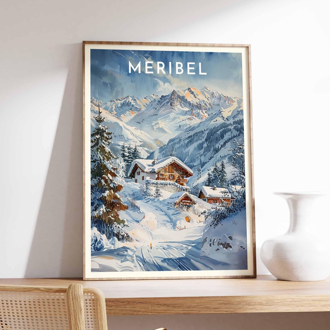Skiing Travel Poster Mribel Ski Print France Travel Print Skiing Art Skiing Print Winter Sport Art Ski Gift
