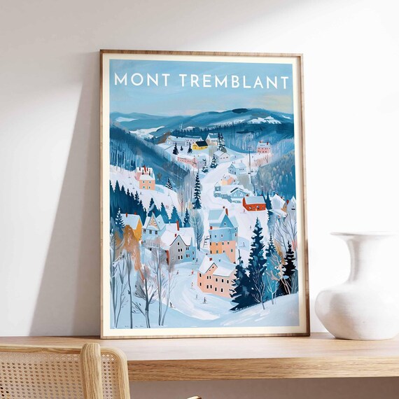 Mont Tremblant Canada Pastel Valley Village Winter Scene Poster