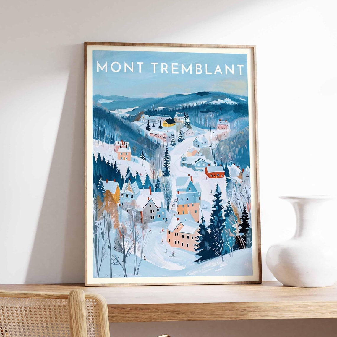 Mont Tremblant Canada Pastel Valley Village Winter Scene Poster