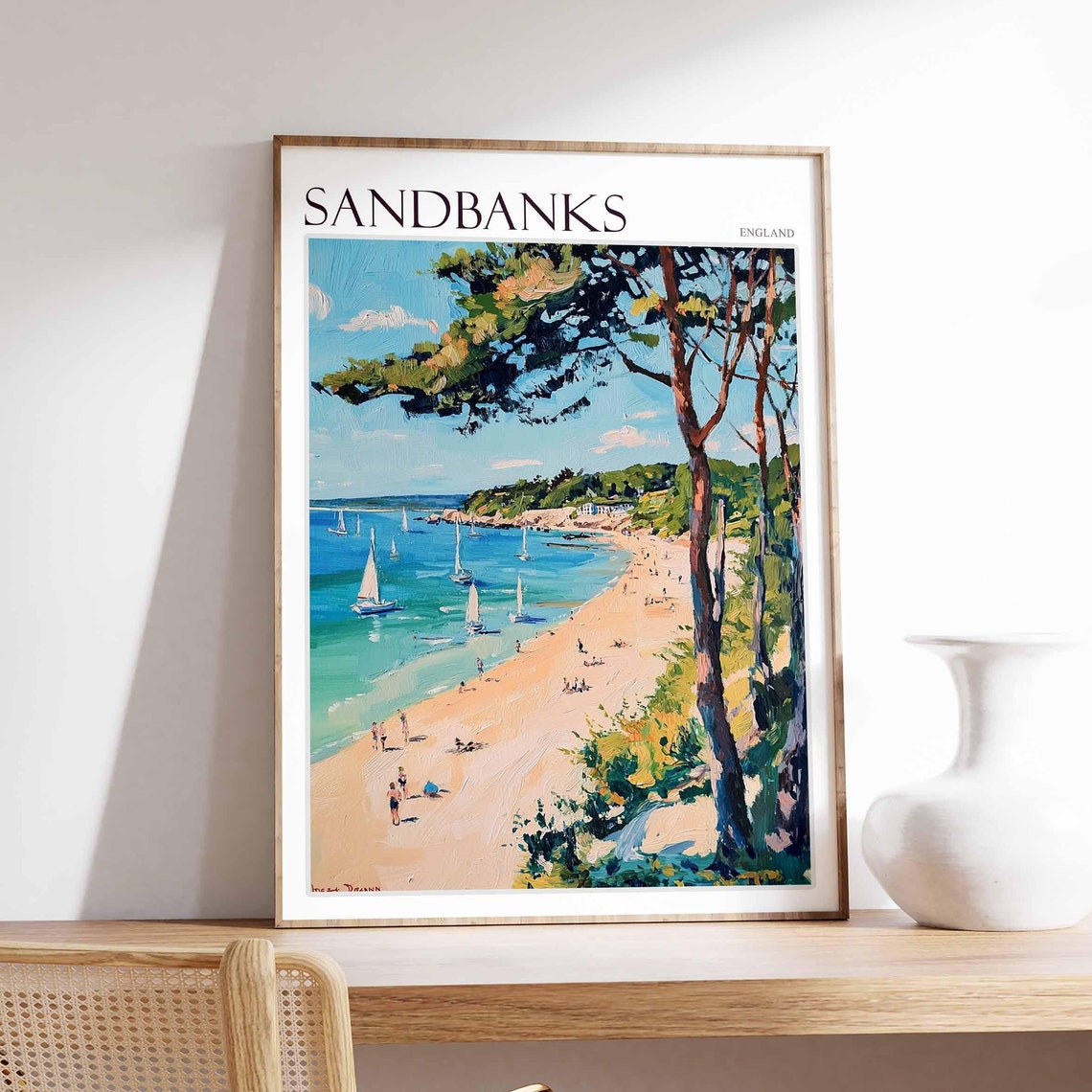 Sandbanks Poster Uk Travel Poster Coastal Wall Art Beach Poster Uk Home Decor Dorset Poster Sandbanks Travel Print Sandbanks Wall Art