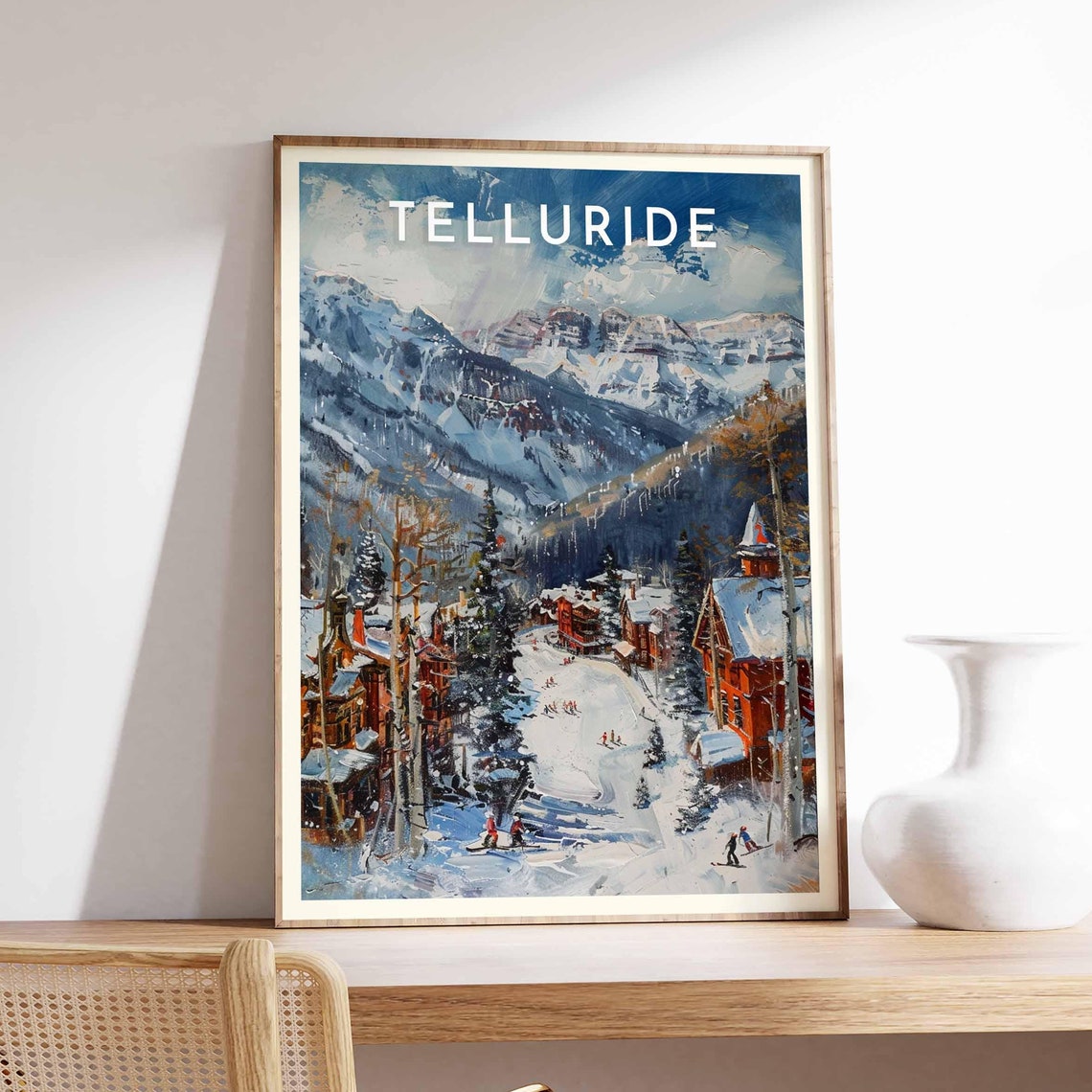 Telluride Historic Streets Beneath Craggy Snowy Peaks Poster