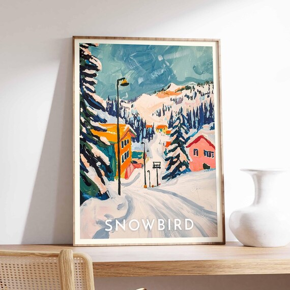 Snowbird Utah Ski Town Street Among Orange Alpine Chalets Poster