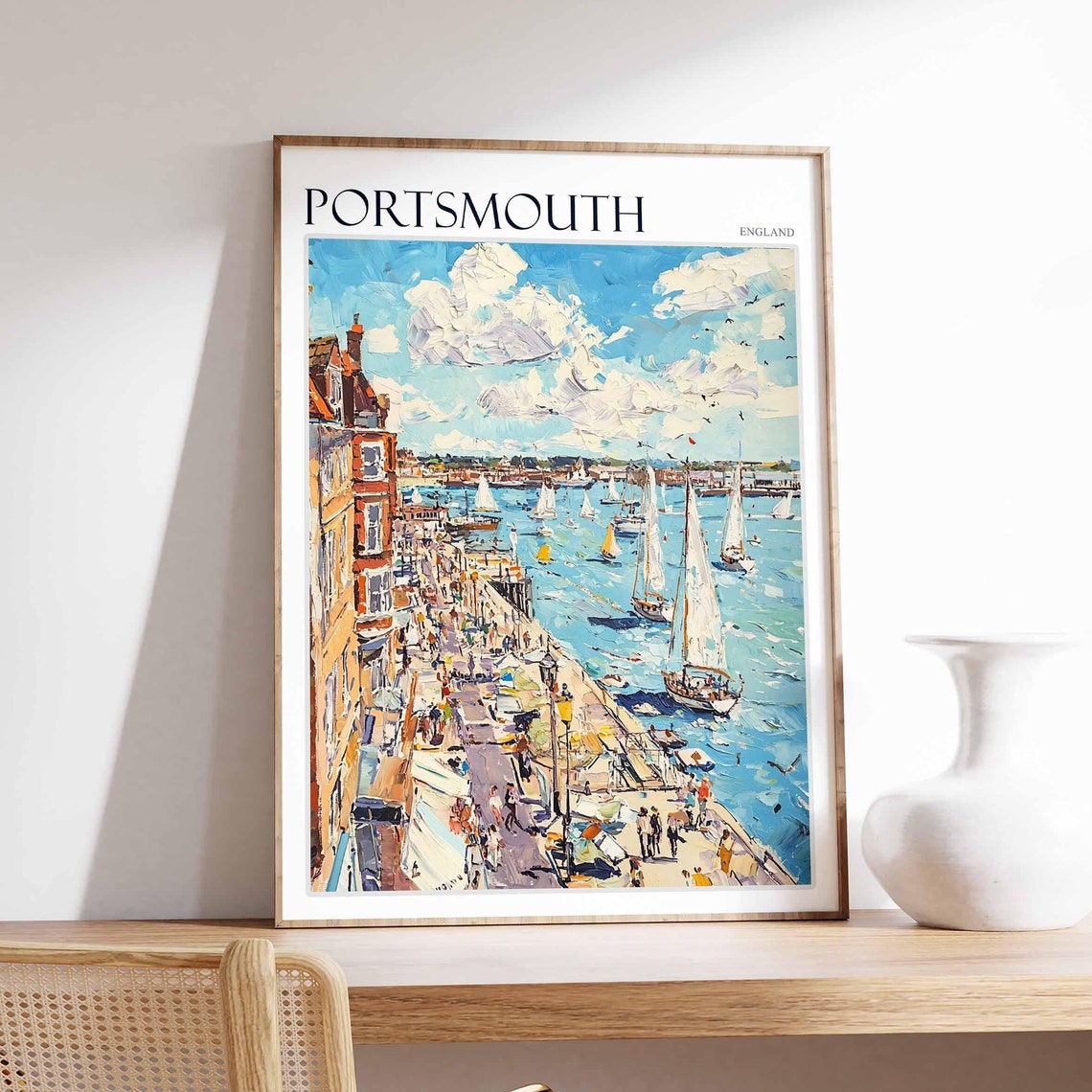 Portsmouth Poster Uk Travel Poster Coastal Wall Art British Decor Uk Home Decor Portsmouth Wall Art Portsmouth Travel Print Uk Print